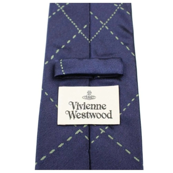 Vivienne Westwood Necktie Navy Blue skull Silk100% Made In Italy Tip - Picture 8 of 10